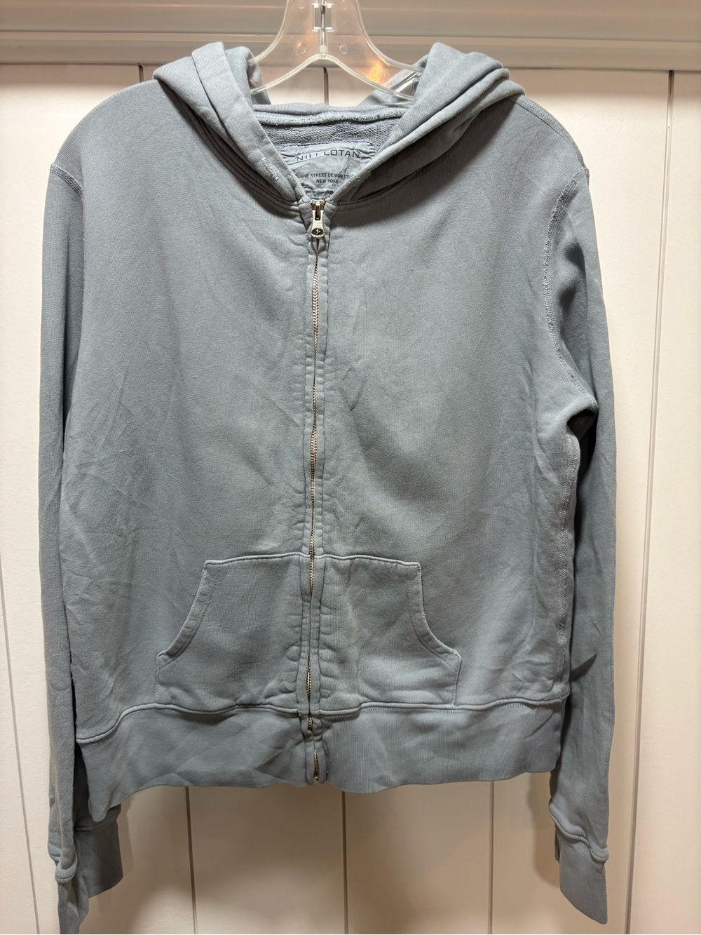 Nili Lotan Callie Full Zip Up Hoodie Sweatshirt Distressed Size Medium Cotton